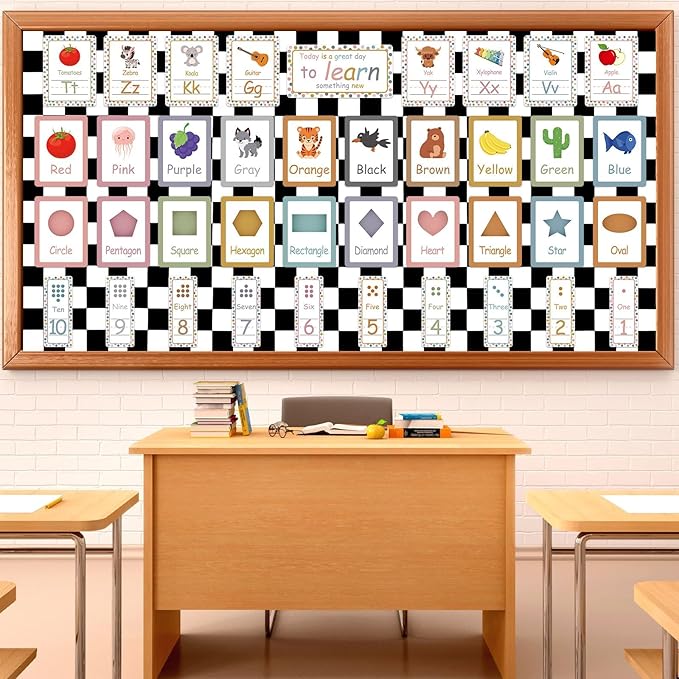Black White Checkered Bulletin Board Paper Roll Black Plaid Bulletin Board Background Paper Back to School Classroom Decoration Poster for Art Craft DIY Home Office Classroom Supplies 17.7in x 20ft
