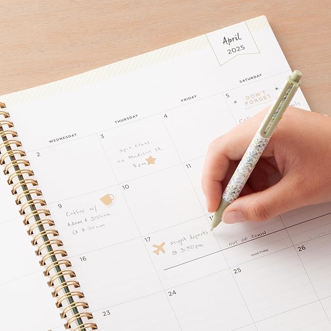 Blue Sky Day Designer 2025 Weekly and Monthly Planner Calendar, January 2025 - December 2025, 8.5" x 11", Frosted Cover, Wirebound, Storage Pocket, Secret Garden Mint