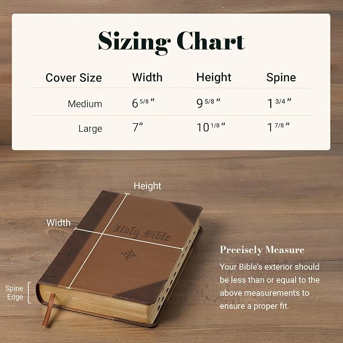 Christian Art Gifts Premium Classic Vegan Leather Bible Cover for Men & Women: Strong and Courageous Inspirational Bible Verse, Protective Book Carry Case, Gray, Medium
