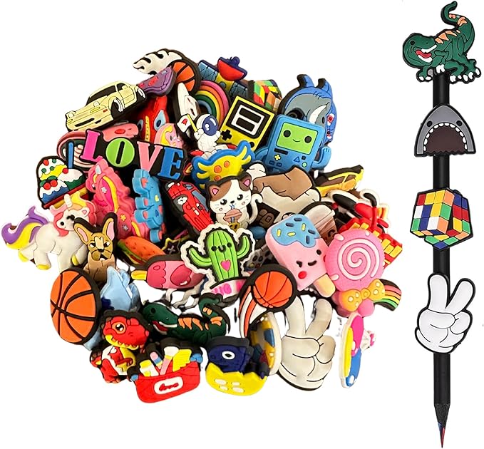 100PCS Mixed Pencil Toppers - Kawaii Pen Charms for Boys and Girls, Cute Classroom Rewards and Prizes for Students, Pencil Charms Decorations for School Supplies, Kids Incentives (100pcs Mixed)