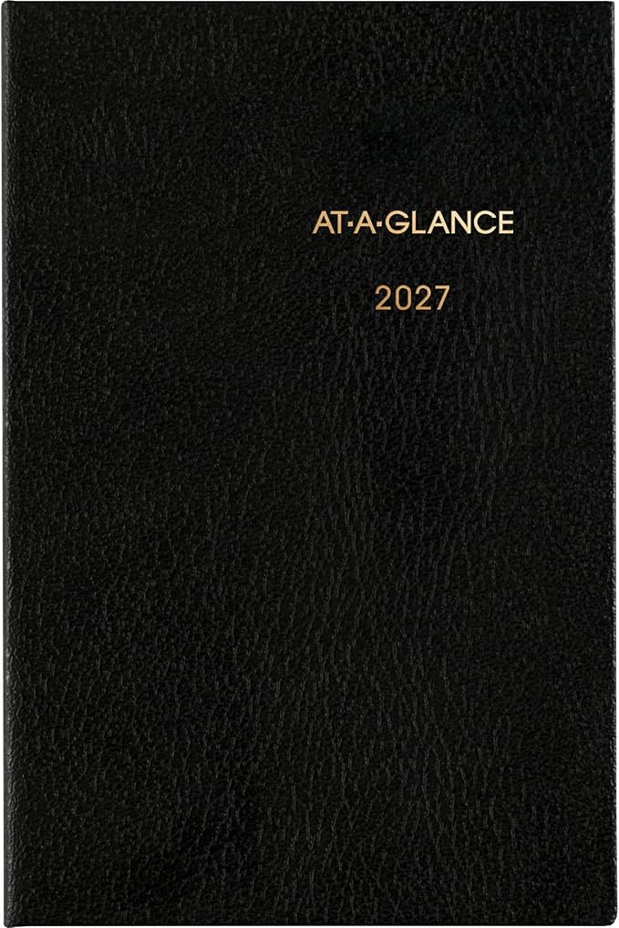 AT-A-GLANCE 2027 Planner, Weekly & Monthly, 2.75" x 4.25", Pocket Size Fine Diary, Faux Leather Hardcover, Black (72010527)