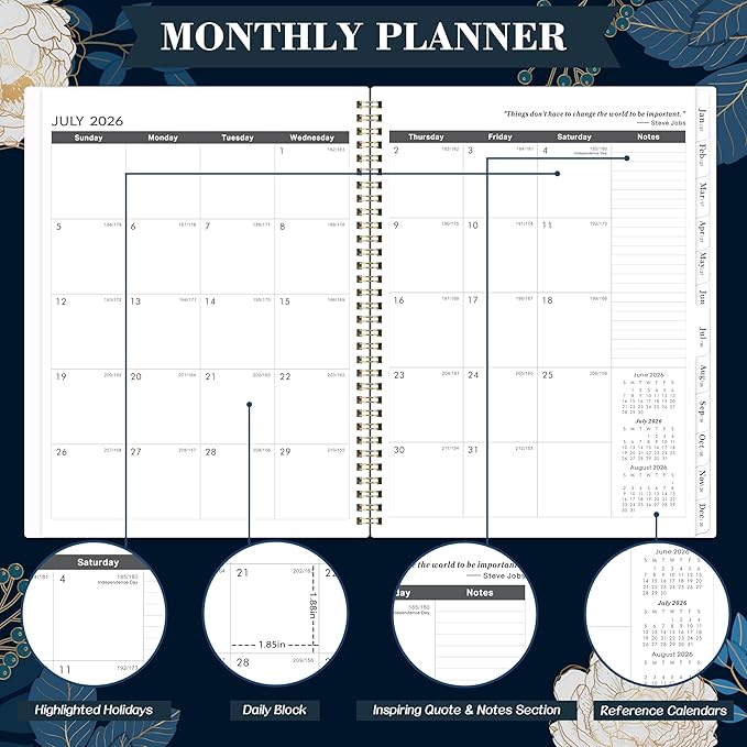 2026-2028 Monthly Planner - 2 Year Monthly Planner/Calendar 2026-2028, July 2026 - June 2028, 11" x 9", 24 Monthly Planner with Tabs, Back Pocket, Holidays, Twin-Wire Binding, Note Pages
