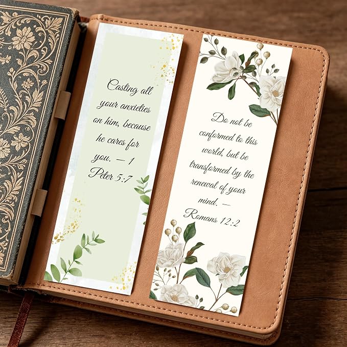 120 Pcs Bible Bookmarks Bulk, Christian Book Marks for Women with Scripture Verses Floral Design, Inspirational Religious Page Marker Clips for Church Bible Study Easter Mothers Day Graduation Gifts