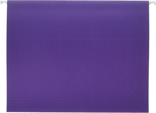 School Smart Letter Size Hanging File Folders with 1/5 Cut Tab - Pack of 25 - Purple - 085112