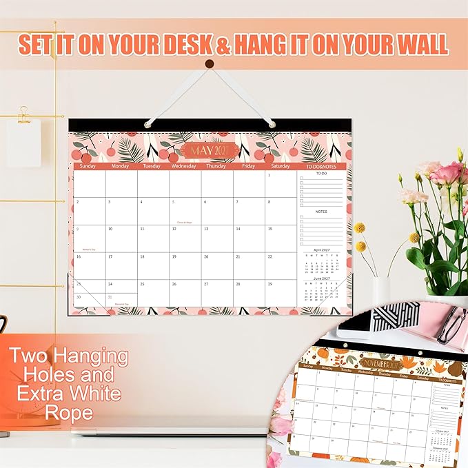 GuassLee Desk Calendar 2026-2027, Desk Top Calendar from Jun. 2026 to Dec. 2027, 17" x 11.5" Large School Year Desk Wall Calendar with To-Do List and Notes for Office School Home Teacher Planning