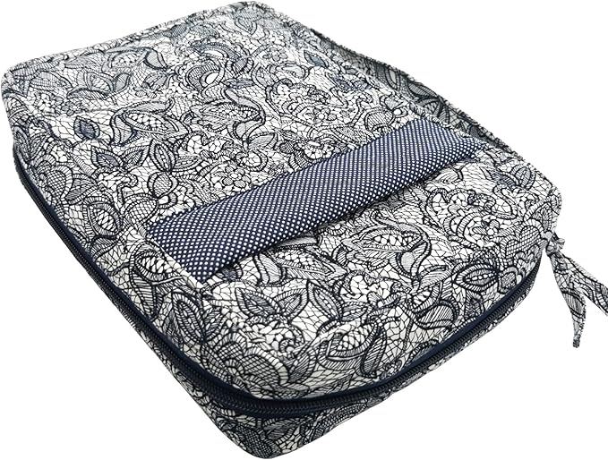 DIWI Quilted Bible Cover Large Sizes 10 X 7 X 2.75 Good Book Case (L, C1 Navy Canopy)