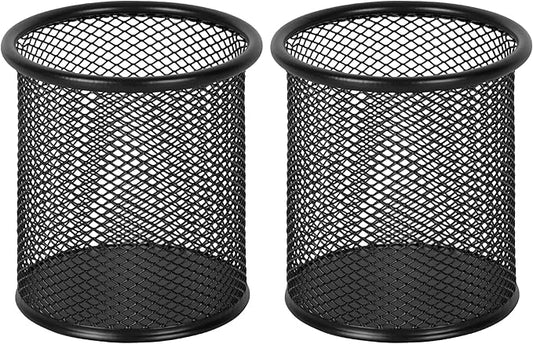 EasyPAG Pencil Holder for Desk, 2 Pack Metal Pen Organizer, Mesh Pencil Cup Organizer for Home, Office, Classroom, School, Black