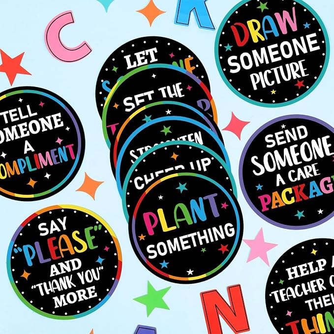 QOUBAI Random Acts of Kindness Bulletin Board Set Colorful Classroom Bulletin Board Decorations Kindness Challenge Cards Cutouts Classroom Decor for Elementary Back to School Teacher Decor Wall Door