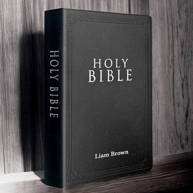 Faux Leather Custom KJV Holy Bible Personalized with Name | Small Text | King James Version Gift and Award Bible for Religious Occasions, Black