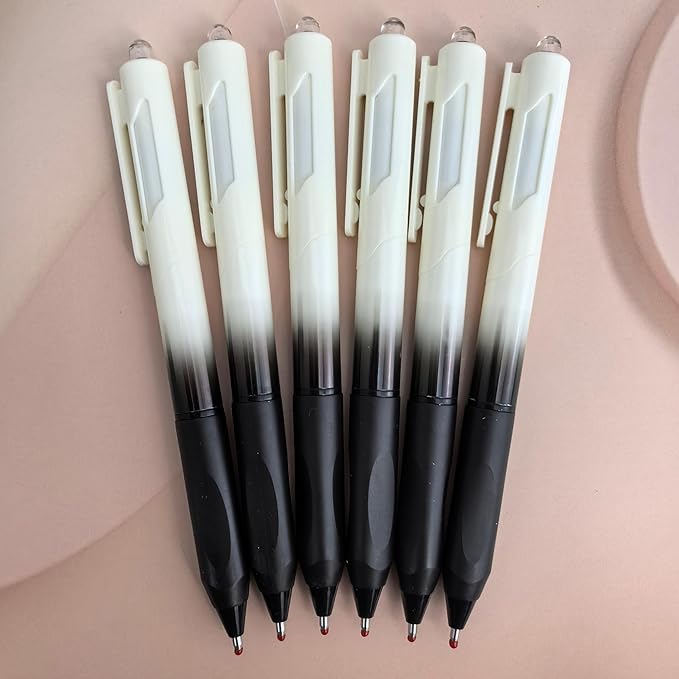 Fengtaiyuan Retractable Gel Pens, 1.0mm Bold Point Quick Dry Black Ink, 12 Pack Gradient Black-White Barrel with Ergonomic Non-Slip Grip, Smooth Writing for Grading Highlighting Signing Office School