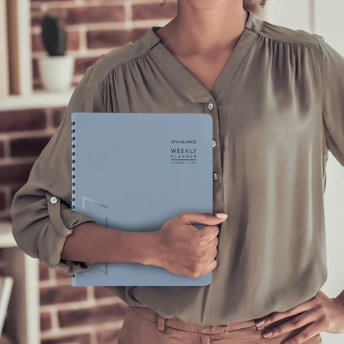 AT-A-GLANCE 2027 Planner, Weekly & Monthly, 8.25" x 11", Contemporary Lite, Slate Blue (70940X2027)