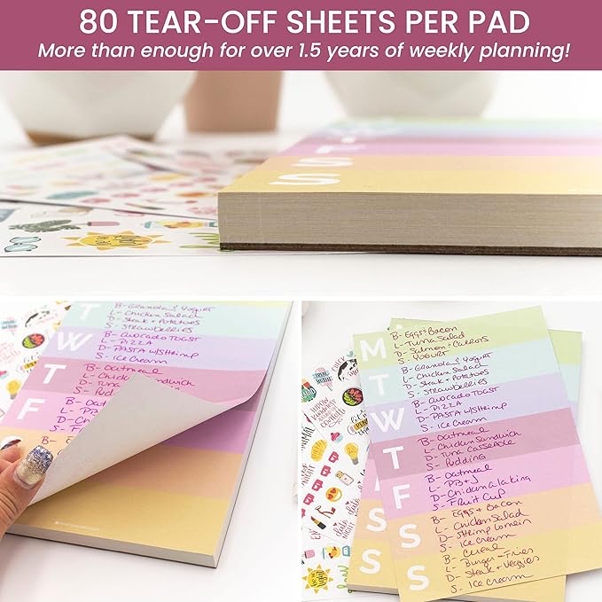 bloom daily planners Color Blocked Weekly To Do List Notepad with 80 Tear Off Sheets - Undated Weekly Planner Pad for Work, School, Home - 6” x 9” - Rainbow Sorbet