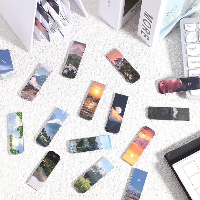 48 Pcs Magnetic Bookmarks, 24 Styles Cute Landscape Magnet Book Mark for Reading Funny Easter Gifts for Women Men Students