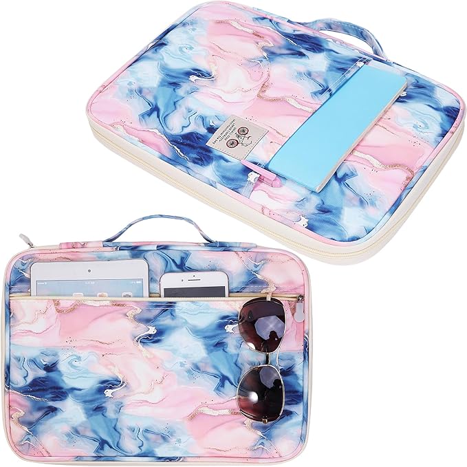 JAKAGO A4 Travel Portfolio Multifunctional Document Organizer Zippered Case for Office Supplies (LSpink)