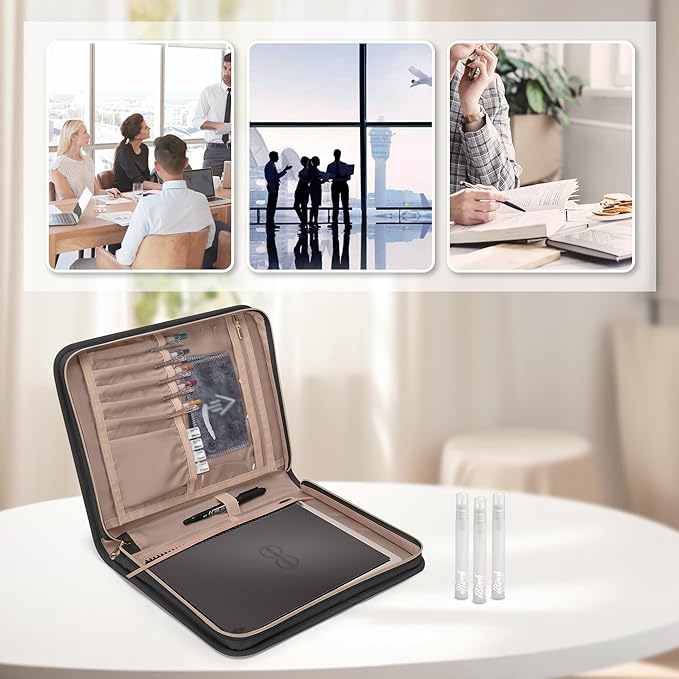 Damero Folio Cover Compatible for Rocketbook Core, Panda and Fusion, Reusable Notebook Cover for Letter Size 8.5'' x 11'' with Pen Holder and Magnetic Clasp, Black