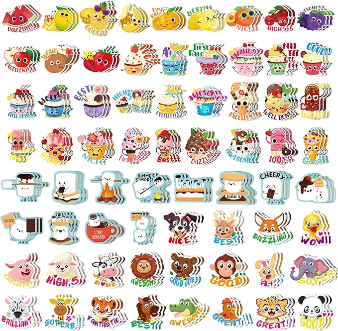 Jetec 300 Pcs Scratch and Sniff Stickers for Kids, 68 Styles Scented Smelly Stickers Scented Teachers Motivational Parents Reward Incentive Bulk Students Classroom Chart School Supplies