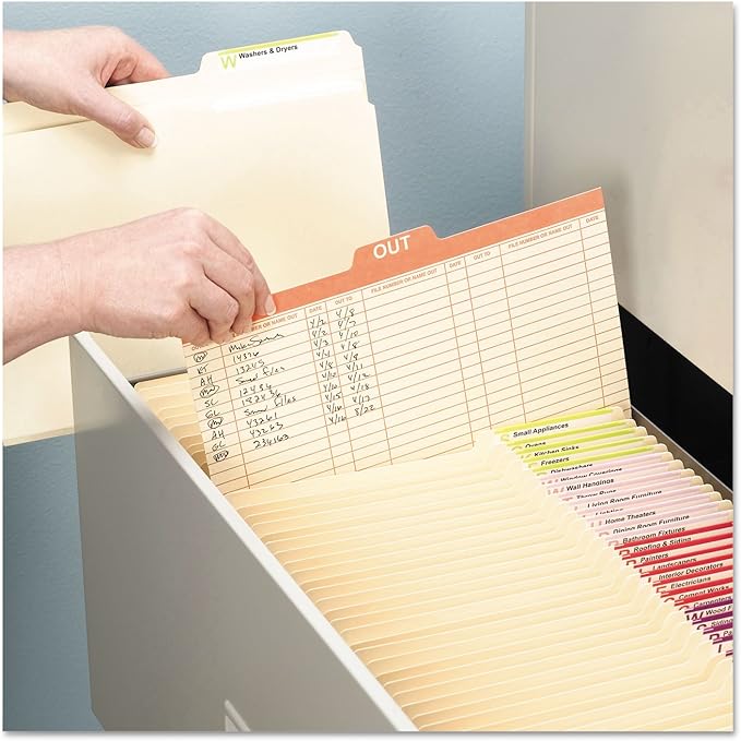 Smead Out Guide Printed Forma Style, 1/5-Cut Tab Center Position, Guide Height, Letter Size, Manila, 100 per Box (51910)