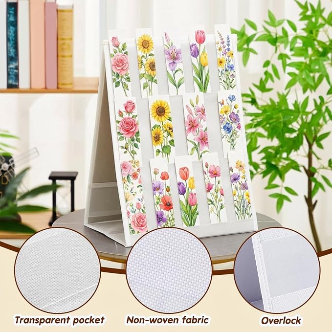 Faccito Bookmark Display Stand, Double Sided Portable Holder for Bookmarks, White Desktop Display Rack for Craft Fairs, Bookstores, Home Use, No Assembly Required
