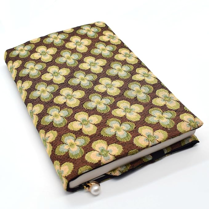 BLBMH 6x9 Bible Book Cover for Women, Non-Stretch Fabric Protector for Paperback, Soft Cloth Sleeve with Bookmark for Journals Notebooks | Privacy Reading Gift - Vintage Flowers
