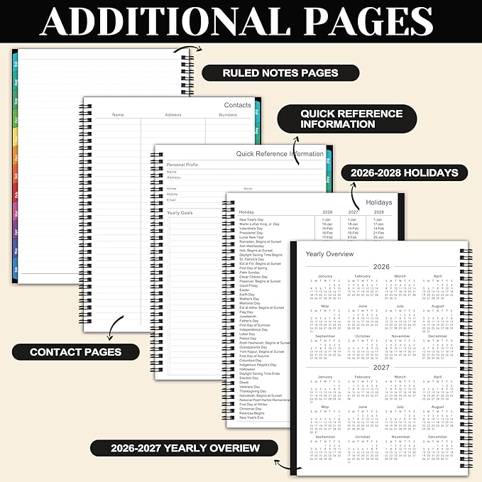 Academic Planner 2026-2027 - Planner Weekly and Monthly 2026-2027, Jul. 2026 - Jun. 2027 11'' x 9'', Planner 26-27 with Colorful Tabs, Premium Paper, Twin-wire Binding - Classic Black