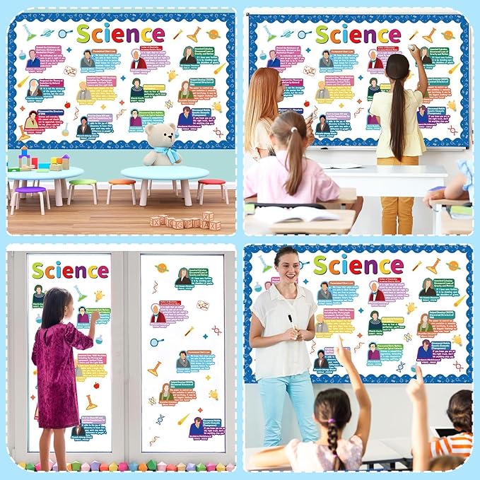 Science Classroom Decor Science Bulletin Board Classroom Decorations Educational Famous Scientists Bulletin Board Set Science Paper Cutouts for Back to School Home Office Window Wall Door Supplies