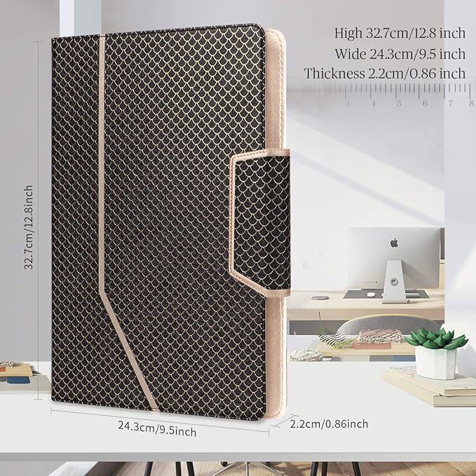 Toplive Business Padfolio, Executive Conference Folder with Document Sleeve, Letter/A4 Size Clipboard, Business Card Holders, Men's & Women's Mermaid Black