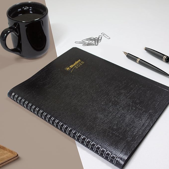 Blueline® 2026 Plan & Link™ Essential Monthly Planner, 16 Months, September 2025 to December 2026, Twin-Wire Binding, 9.25" x 7.25", Black (C1200.81T-26)