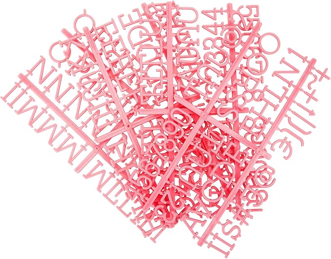 1 Inch Letters for Felt Letter Board, 188 Pieces Including Characters, Numbers & Symbols for Changeable Plastic Message Boards by Veskaoty (Pink)
