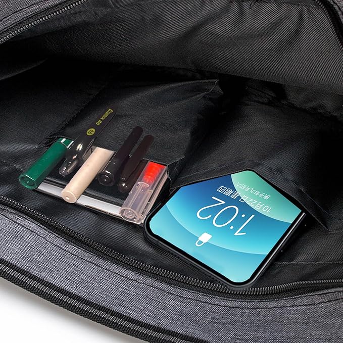 Portable Briefcase with Handle, Waterproof Oxford Laptop Bag, File Storage for School Office Business, 14.96*14.41*3.54in (Grey)