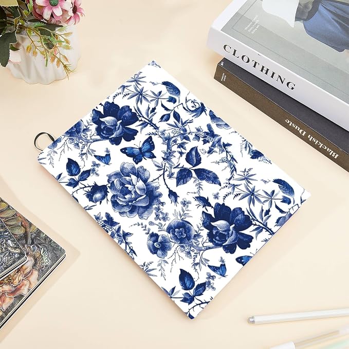 CRASPIRE Blue Stretchable Book Cover Rose Jumbo Fabric Reusable Washable Large Nylon Book Protector Elastic Notebook Wraps Suitable for Large Paperbacks Textbook Bookish Hardcover Book Lovers