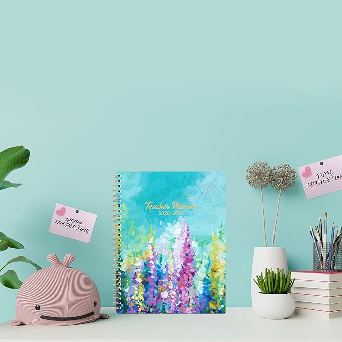 Teacher Planner 2026-2027 - Teacher Lesson Planner 2026-2027, July 2026 - June 2027, 8.3" x 11", Weekly & Monthly Lesson Plan Book for Teachers with Twin-Wire Binding for Teachers - Oil Painting