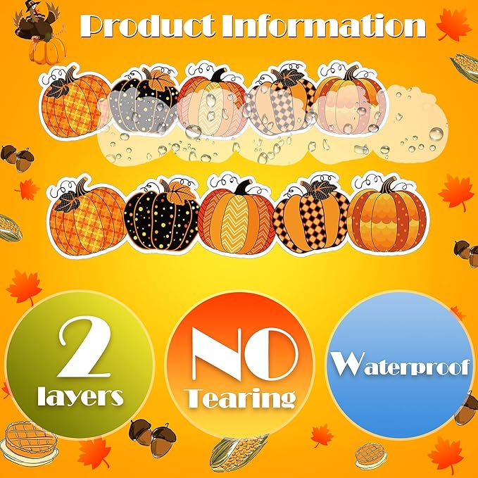 40 Pieces Fall Pumpkin Bulletin Board Borders Decorations Halloween Bulletin Board Borders Fall Classroom Decorations for Home Sweet Classroom, 1.8 x 11.8 Inch(Novel Style)