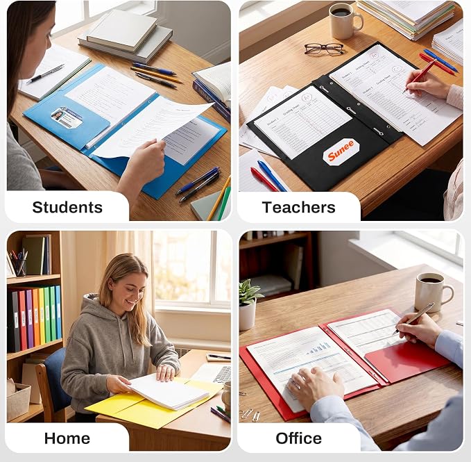 SUNEE 2 Pocket Folders with Prongs (25 Pack, Black), Paper Folders with 2 Pockets and 3 Prongs Fit Letter Size Paper, Folders with Prongs for School Office Home Business