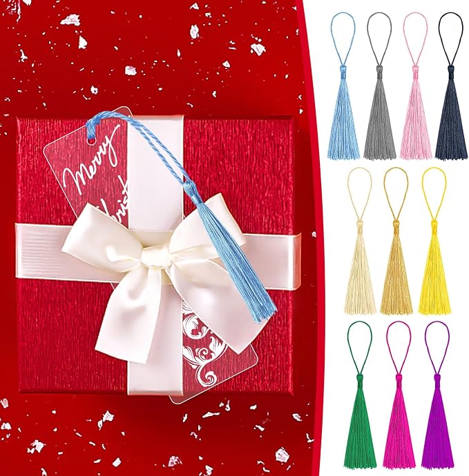 50 Clear Bookmark Blanks with Colorful Tassels, Rectangle Bookmarks Bulk for DIY Crafts, Gift Tags (50)