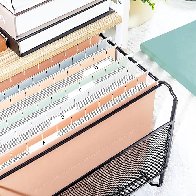 SUNEE Hanging File Folders Letter Size, Pastel Colors, 25 Count Letter Size File Folders with 1/5-cut Tabs, Heavy Duty 1 Inch Expansion, Stay Organized for Your Home and Office Bulk File