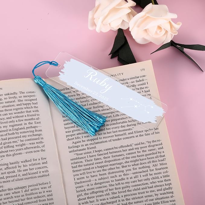 Personalized Bookmarks for Women Book Lover Birth Flower Birthday Customized Gifts for Reading Her Daughter Friends (Acrylic #8)