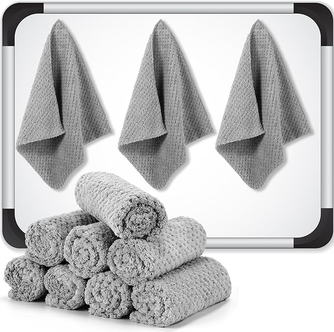 Fanfanwin 8 Pcs 10" x 10" Magnetic Cleaning Cloth Dry Erasers for White Boards Extra Strong Magnetism Microfiber Eraser for Blackboards Classroom Home Reusable Washable(Pineapple Grid Cloth)