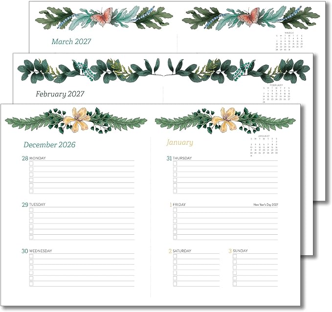 High Note 2027 Planner, 17-Month Weekly & Monthly Flexible Cover Calendar Book with Goal & Project Planning Pages, August 2026 – December 2027, 5.75" x 7.5", Greenery