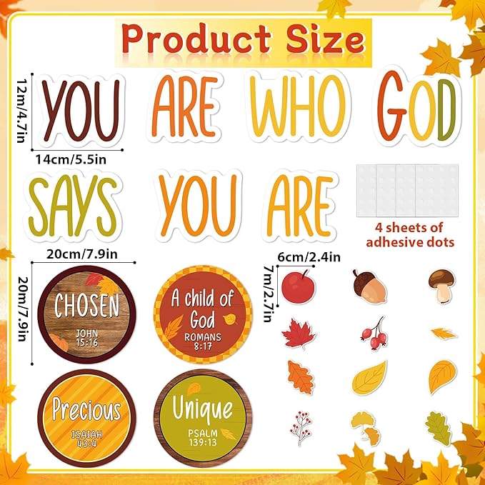 Christian Bulletin Board Decorations Set Motivational Quote Cutout God Says You are Thanksgiving Day Classroom Wall Decorations Fall Plaid Bulletin Board Set for Sunday School Home Church Supplies
