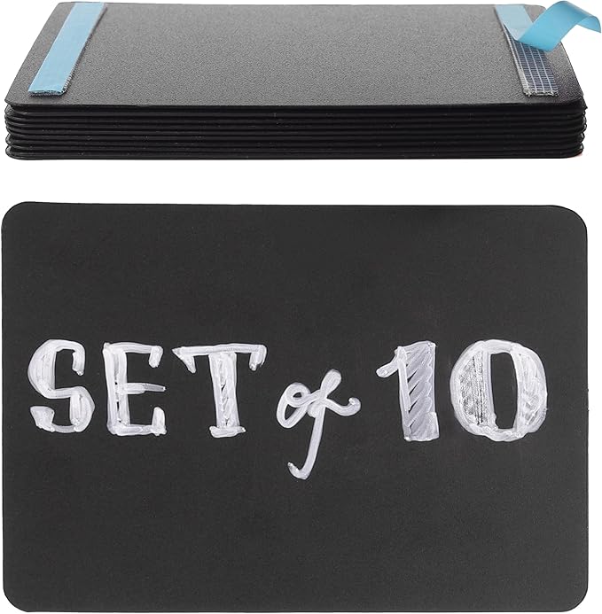 Set of 10 Self Adhesive Small Chalkboard Signs 3x4 inches - Food Signs for Party Buffet, Mini Chalkboard Sign, Food Display Card, Kitchen Tabletop Chalkboards, Standing Menu Boards for Wedding