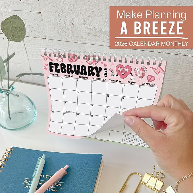 Small Desk Calendar 2026-18-Month 2026 Desk Calendar Small for Home, Office & Classroom, Standing Flip Desks Calendars 2026-2027, Teacher Appreciation Gifts, Graduation Gifts