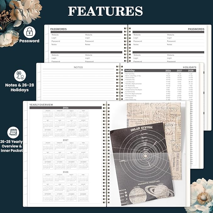 2026-2028 Monthly Planner - JULY 2026 - JUNE 2028, 2 Year Monthly Planner/Calendar 2026-2028, 11” x 9”, 24 Months Tabs,Two-Side Pocket, Holidays & Notes Section