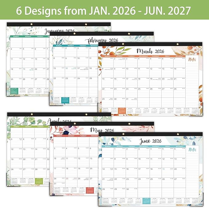 2026-2027 Desk Calendar - Desk Calendar 2026-2027 from Jan.2026 -Jun.2027, 12" x 17", 18 Monthly Calendars with Protector Corner, Large Blocks