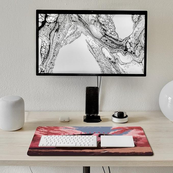 Car Large Mouse Pad Gaming Mousepad Japanese JDM Car R34 Pink Cherry Tree Anime Desk Mat for Keyboard and Mouse Mat Non-Slip Rubber Desk Pad 40X75cm, Style