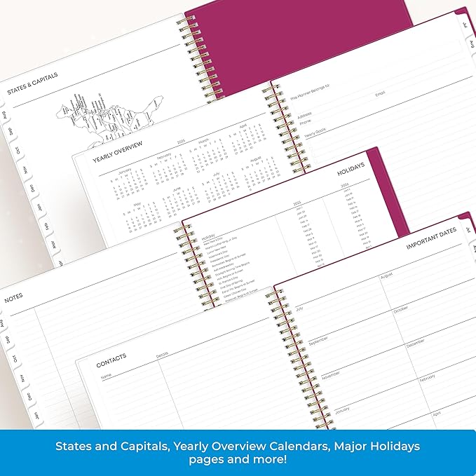 Blue Sky 2025-2026 Weekly and Monthly Academic Year Planner Calendar, July 2025 - June 2026, 8.5" x 11", Flexible Cover, Wirebound, Storage Pocket, Laminated Tabs, Mahalo