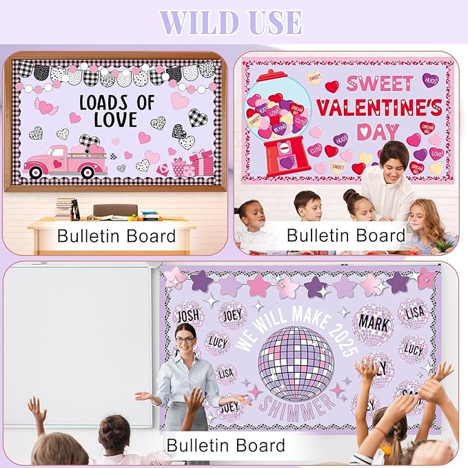 Purple Lavender Bulletin Board Roll Pastel Purple Reusable Waterproof Erasable Bulletin Board Poster Non-Woven Fabric Bulletin Wrapping Paper for Mother's Day Easter Classroom Decor 15.55inx40ft