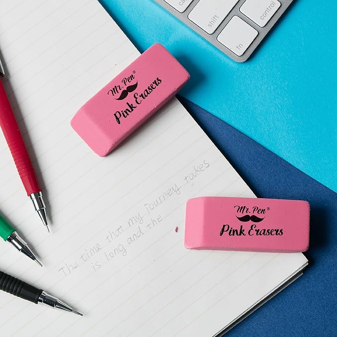 Mr. Pen- Pink Pencil Eraser Bulk, 48 Pack, Large Latex Free Block Erasers for School, Office, Art Sketching, Homework, Exams, Clean Smudge-Free Correction