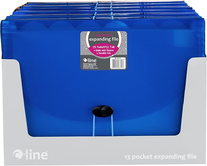 13-Pocket Biodegradable Expanding File, Letter, Blue