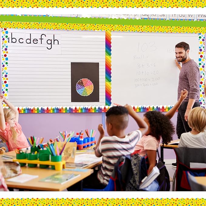 240 Pcs 236ft Holiday Bulletin Board Borders Colorful Rainbow Scalloped Border Trim Bulk Bulletin Decor for Classroom Back to School Decor(Fresh Style)