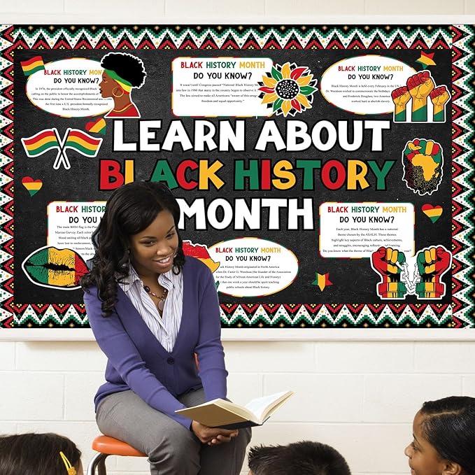 Gersoniel 66 Pcs Black History Month Bulletin Board Decoration African American Inspirational Posters Black History Cutouts Classroom Decorations for School Library Office Educational Decor